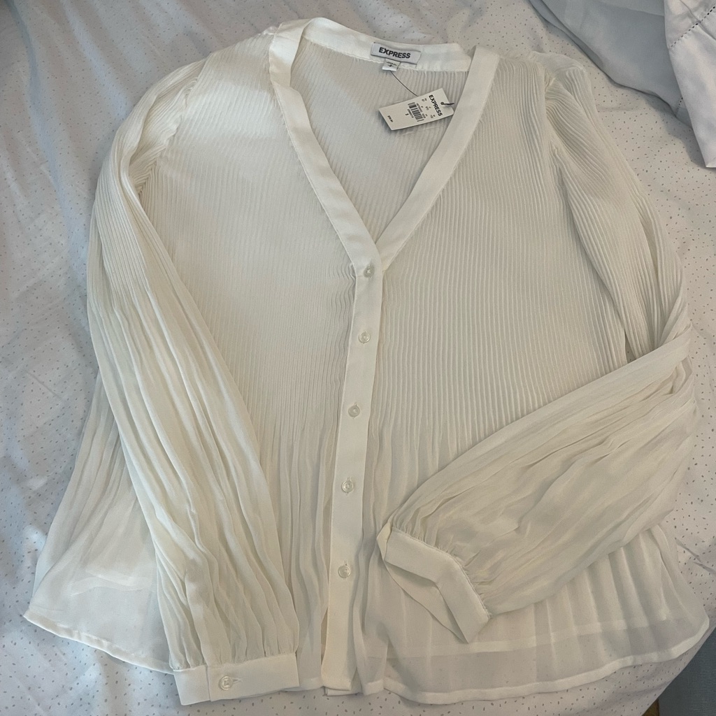 White Chiffon Button Down